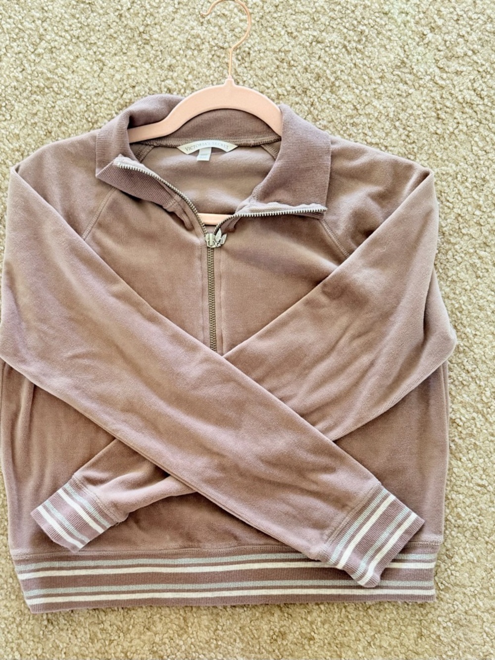 Y2K/VTG Victoria's Secret Crop Velour Zip Up Sz M
